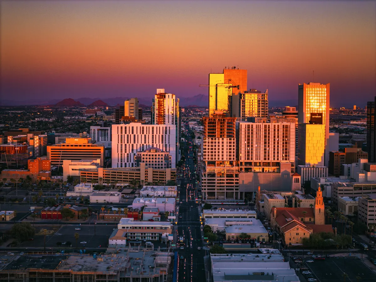Downtown Phoenix, Arizona at sunset